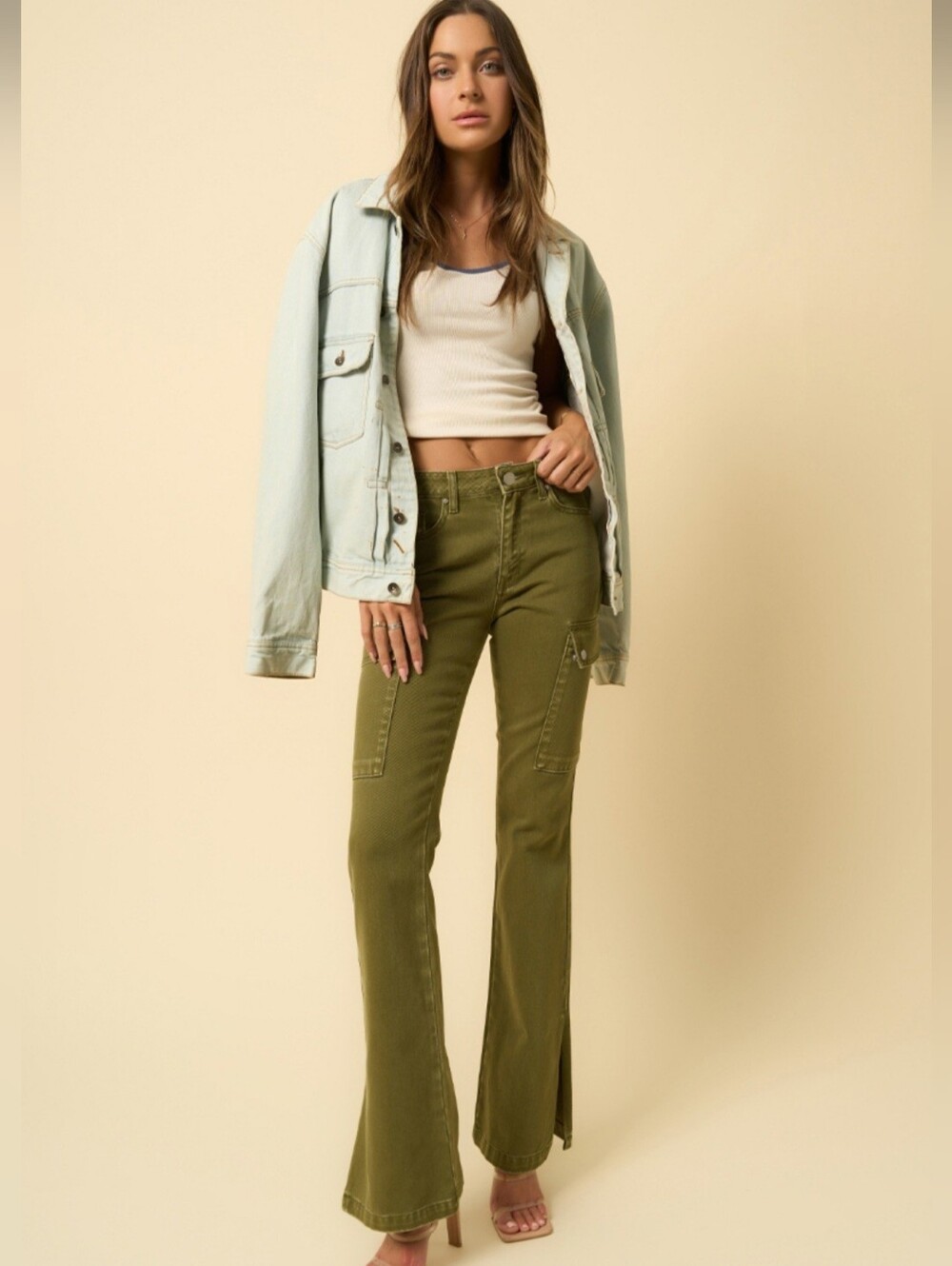 NWT Insane Gene Color Cargo Bootcut Flare Jeans Size 5